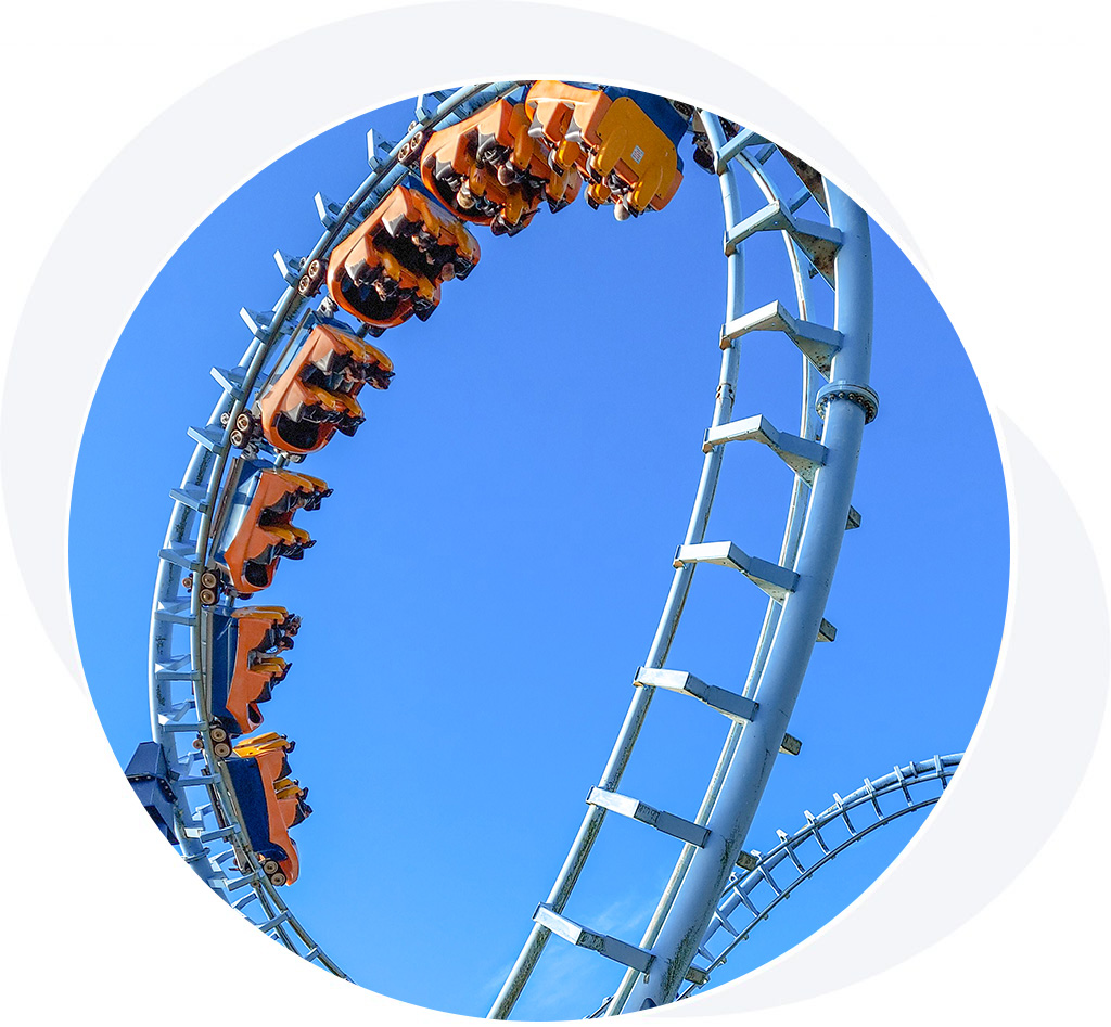 Wipeout rollercoaster Pleasurewood Hills theme park